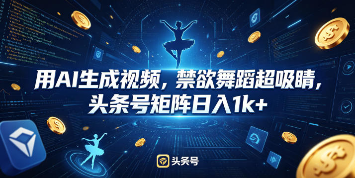 用AI生成视频，禁欲舞蹈超吸睛，头条号矩阵日入1k+-酉宸轻创社