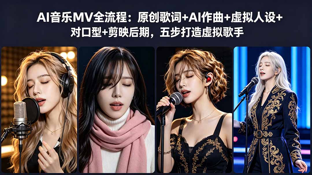 AI音乐MV全流程：原创歌词+AI作曲+虚拟人设+对口型+剪映后期，五步打造虚拟歌手-酉宸轻创社
