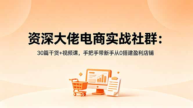 资深大佬电商实战社群:30篇干货+视频课,手把手带新手从0搭建盈利店铺-酉宸轻创社