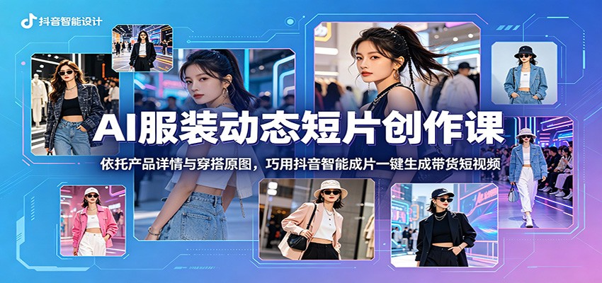 AI服装动态短片创作课：依托产品详情与穿搭原图，巧用抖音智能成片一键生成带货短视频-酉宸轻创社