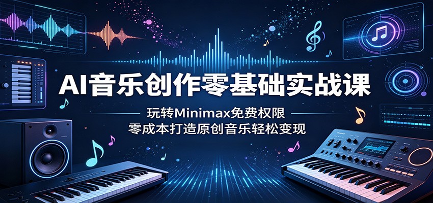 AI音乐创作零基础实战课：玩转Minimax免费权限，零成本打造原创音乐轻松变现-酉宸轻创社