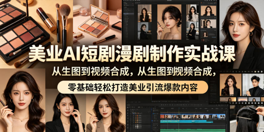 美业AI短剧漫剧制作实战课，从生图到视频合成，零基础轻松打造美业引流爆款内容-酉宸轻创社