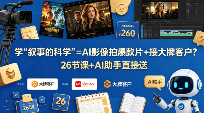 学《叙事的科学》=AI影像拍爆款片+接大牌客户？26节课+AI助手直接送【原创双语字幕】-酉宸轻创社