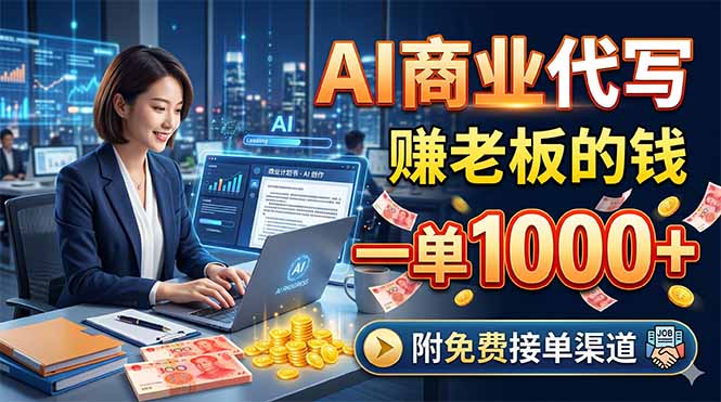 AI商业代写,赚老板的钱,一单1000+,附免费接单渠道-酉宸轻创社