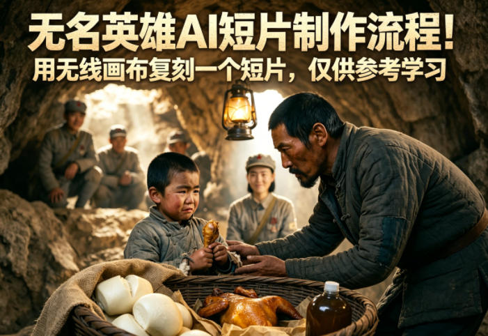 无名英雄AI短片制作流程！用无线画布复刻一个短片，仅供参考学习-酉宸轻创社