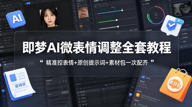 即梦AI微表情调整全套教程，精准控表情+原创提示词+素材包一次配齐-酉宸轻创社