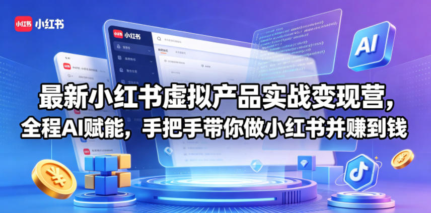最新小红书虚拟产品实战变现营，全程AI赋能，手把手带你做小红书并赚到钱-酉宸轻创社