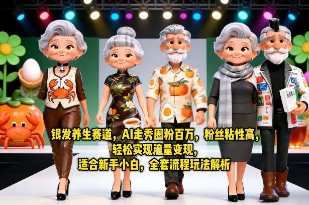 银发养生赛道，AI走秀圈粉百万，粉丝粘性高，轻松实现流量变现，适合新手小白，全套流程玩法解析-酉宸轻创社
