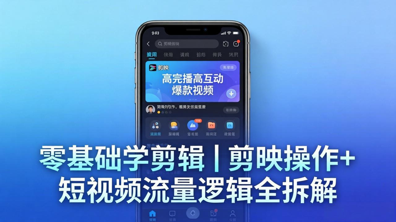 【零基础学剪辑】剪映操作+短视频流量逻辑全拆解｜手把手教你剪出高完播高互动爆款视频-酉宸轻创社