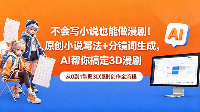 不会写小说也能做漫剧！原创小说写法+分镜词生成，AI帮你搞定3D漫剧-酉宸轻创社
