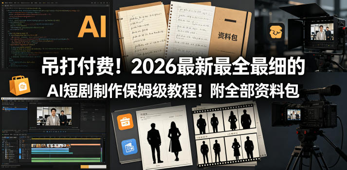 吊打付费!2026最新最全最细的AI短剧制作保姆级教程!附全部资料包-酉宸轻创社