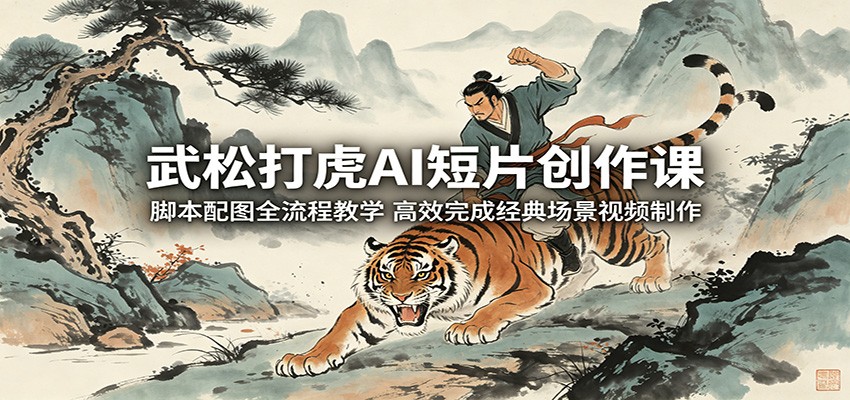 武松打虎AI短片创作课：脚本配图全流程教学，高效完成经典场景视频制作-酉宸轻创社