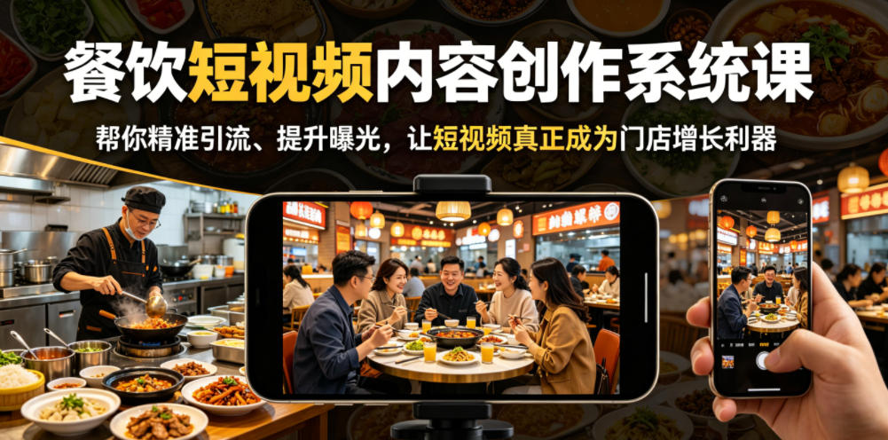餐饮短视频内容创作系统课，帮你精准引流、提升曝光，让短视频真正成为门店增长利器-酉宸轻创社
