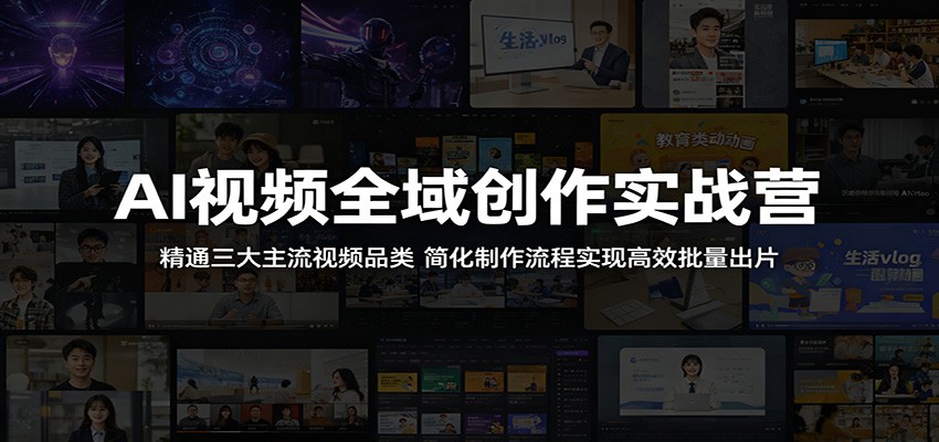 AI视频全域创作实战营：精通三大主流视频品类，简化制作流程实现高效批量出片-酉宸轻创社