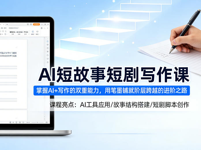AI短故事短剧写作课,掌握AI+写作的双重能力,用笔墨铺就阶层跨越的进阶之路-酉宸轻创社