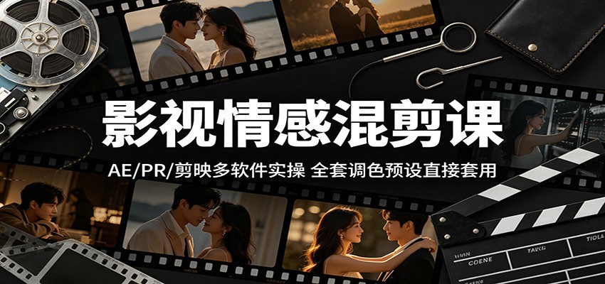 影视情感混剪课：AE/PR/剪映多软件实操，全套调色预设直接套用-酉宸轻创社