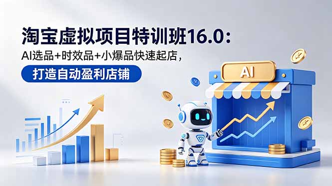 淘宝虚拟项目特训班16.0：AI选品+时效品+小爆品快速起店，打造自动盈利店铺-酉宸轻创社