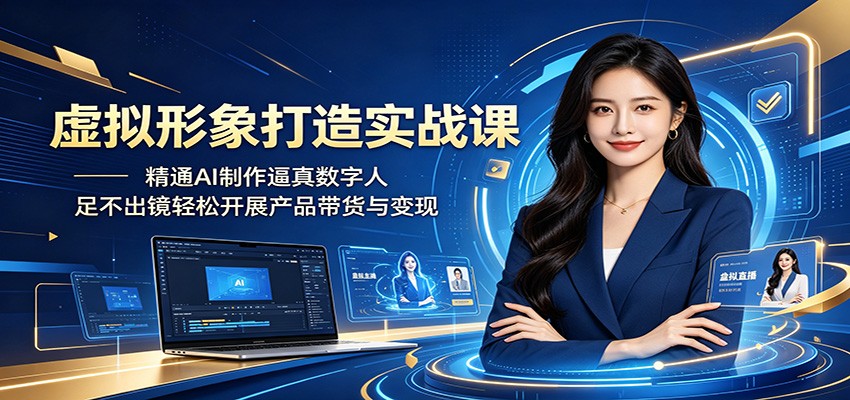 虚拟形象打造实战课：精通AI制作逼真数字人，足不出镜轻松开展产品带货与变现-酉宸轻创社