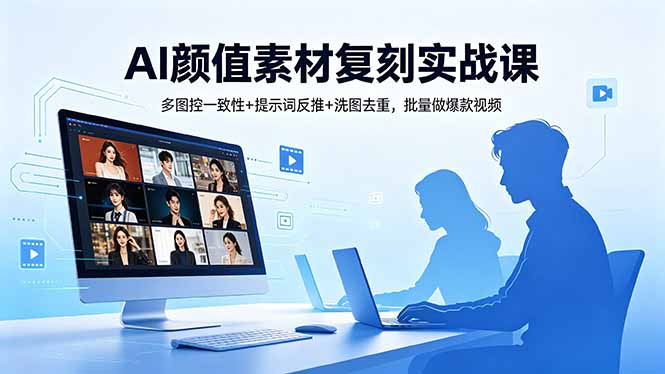 AI颜值素材复刻实战课，多图控一致性+提示词反推+洗图去重，批量做爆款视频-酉宸轻创社