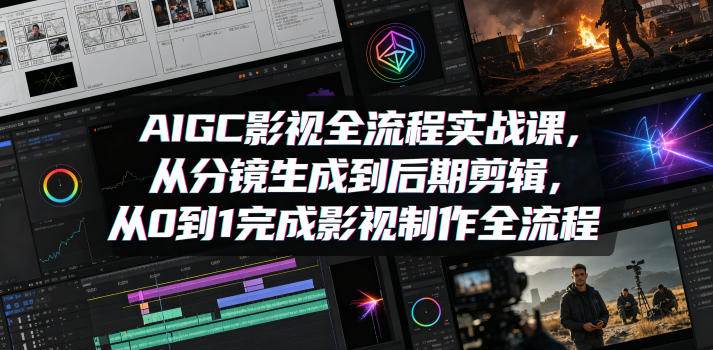 AIGC影视全流程实战课，从分镜生成到后期剪辑，从0到1完成影视制作全流程-酉宸轻创社