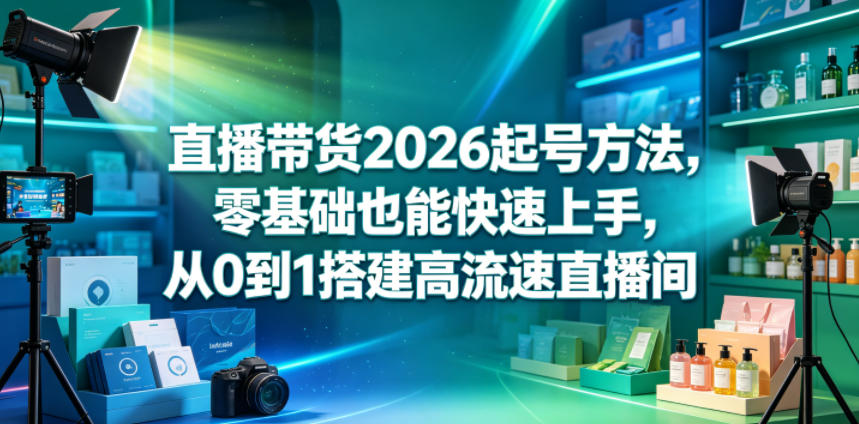 直播带货2026起号方法，零基础也能快速上手，从0到1搭建高流速直播间-酉宸轻创社