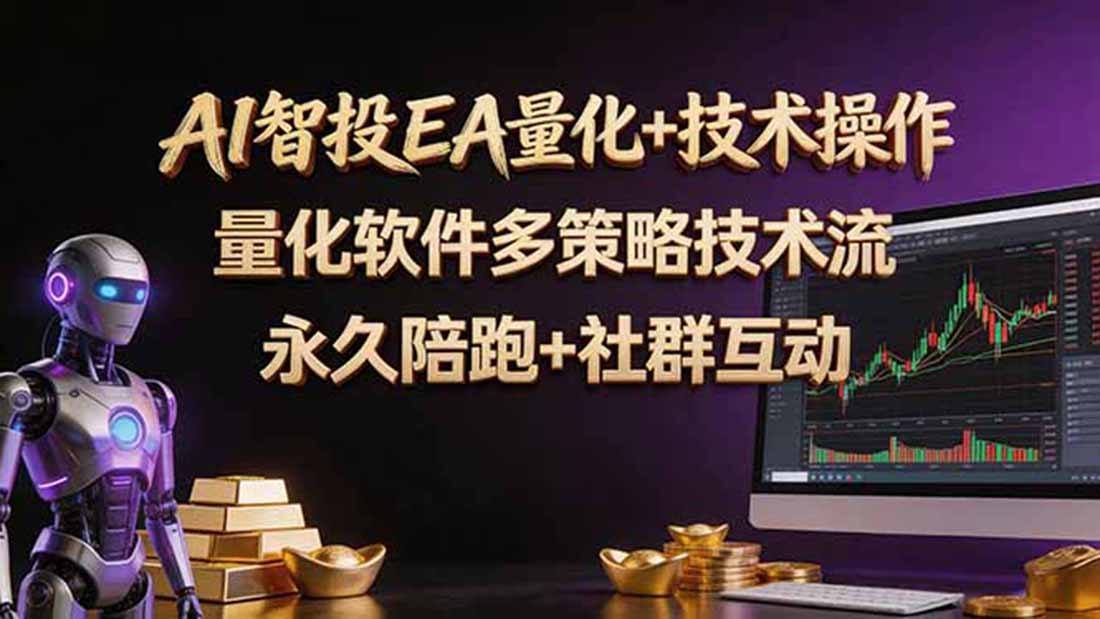 AI智投EA量化操作技术训练营,软件自动操作,简单学习轻松上入手日入30-100U-酉宸轻创社