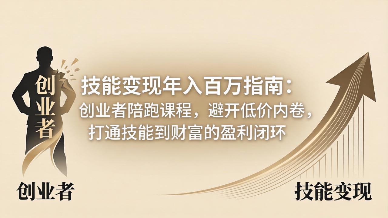 技能变现年入百万指南：创业者陪跑课程，避开低价内卷，打通技能到财富的盈利闭环-酉宸轻创社