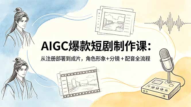 AIGC爆款短剧制作课：从注册部署到成片，角色形象+分镜+配音全流程-酉宸轻创社