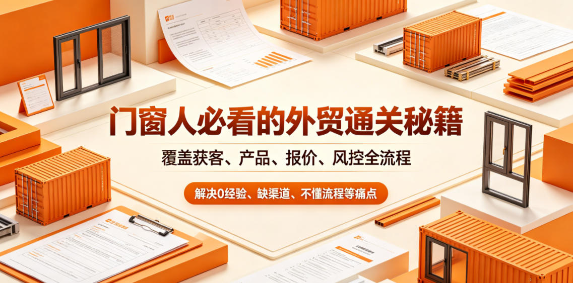 门窗人必看的外贸通关秘籍，块覆盖获客、产品、报价、风控全流程，解决0经验、缺渠道、不懂流程等痛点-酉宸轻创社