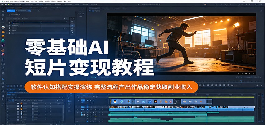 零基础AI短片变现教程:软件认知搭配实操演练,完整流程产出作品稳定获取副业收入-酉宸轻创社