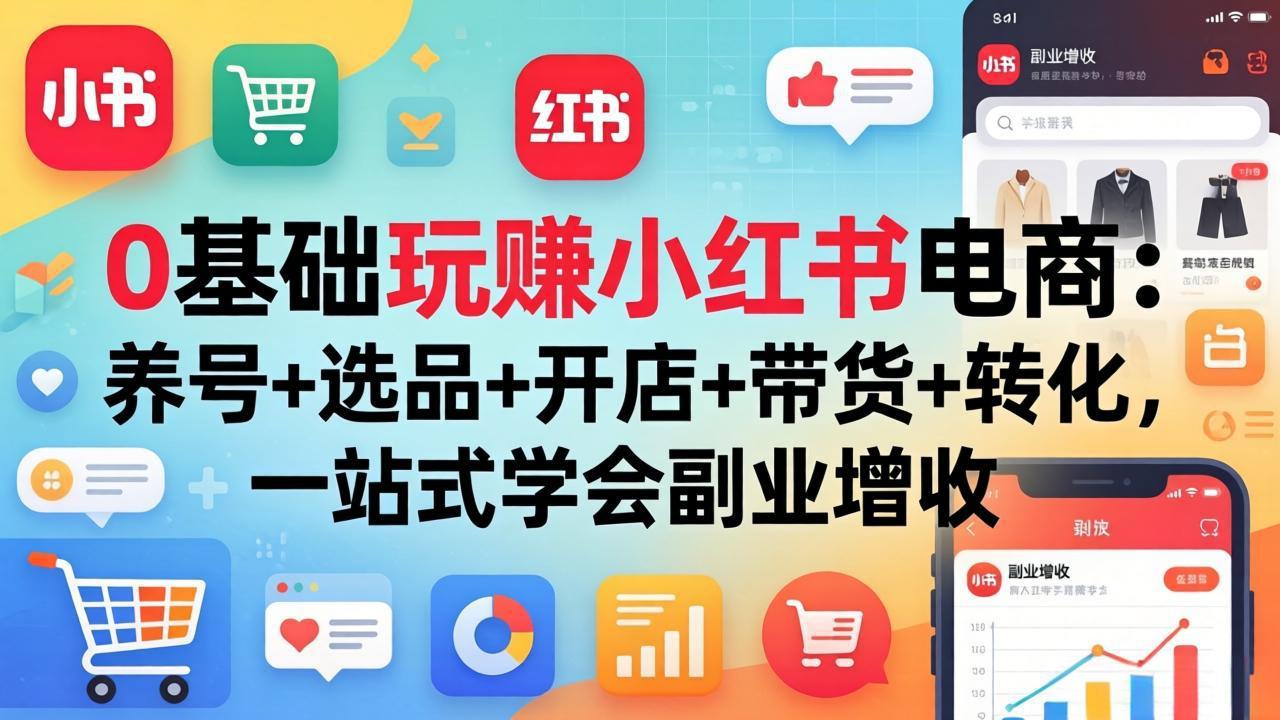 0基础玩赚小红书电商：养号+选品+开店+带货+转化，一站式学会副业增收-酉宸轻创社