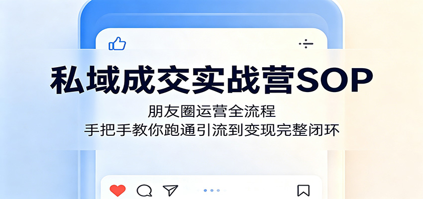 私域成交实战营SOP：朋友圈运营全流程，手把手教你跑通引流到变现完整闭环-酉宸轻创社
