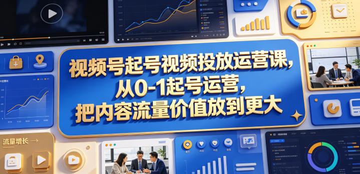 视频号起号视频投放运营课，从0-1起号运营，把内容流量价值放到更大-酉宸轻创社