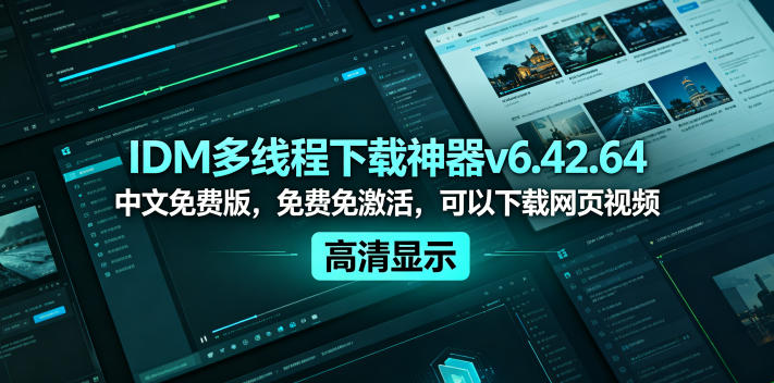 IDM多线程下载神器v6.42.64中文免费版，免费免激活，可以下载网页视频(例如飞书文档内的视频)-酉宸轻创社