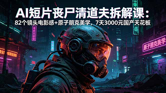 AI短片《丧尸清道夫》拆解课:82个镜头电影感+原子朋克美学,7天3000元国产天花板-酉宸轻创社