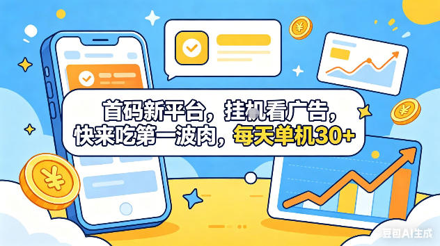 首码新平台,挂G自动看广告,快来吃第一波肉,每天单机30+,可矩阵放大【揭秘】-酉宸轻创社