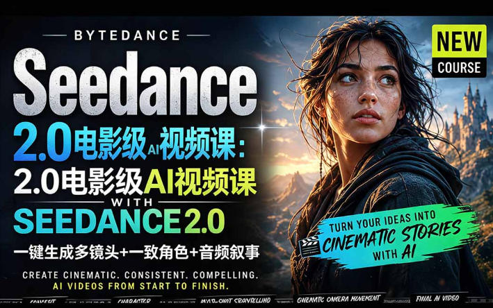 字节跳动的Seedance 2.0 AI电影视频生成制作教程,一键生成多镜头+一致角色+音频叙事-中英字幕-酉宸轻创社