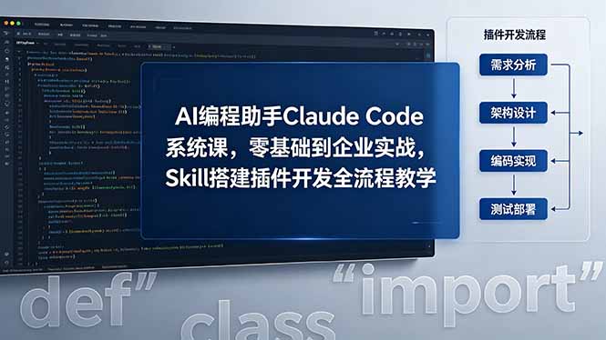AI 编程助手 Claude Code 系统课，零基础到企业实战，Skill 搭建插件开发全流程教学-酉宸轻创社