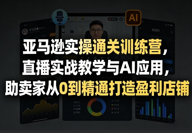 亚马逊实操通关训练营，直播实战教学与AI应用，助卖家从0到精通打造盈利店铺(更新5月8日)-酉宸轻创社