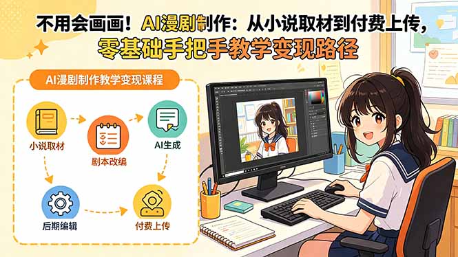 不用会画画!AI漫剧制作:从小说取材到付费上传,零基础手把手教学变现路径-酉宸轻创社