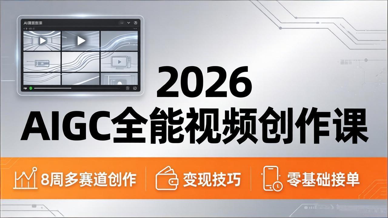 2026AIGC全能视频创作课，8周吃透多赛道创作+变现，零基础也能高效出片接单-酉宸轻创社