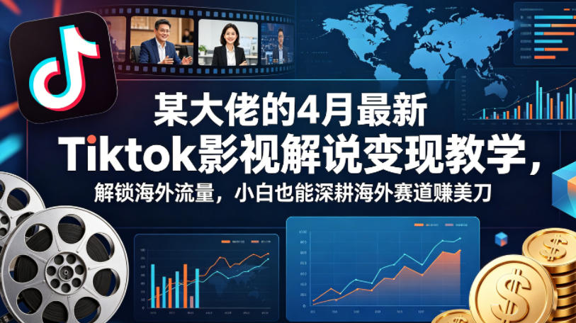 某大佬的4月最新Tiktok影视解说变现教学，解锁海外流量，小白也能深耕海外赛道賺美刀-酉宸轻创社