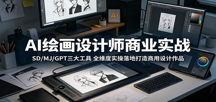 AI绘画设计师商业实战：SD/MJ/GPT三大工具，全维度实操落地打造商用设计作品-酉宸轻创社