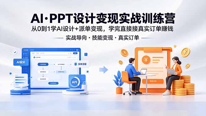 AI·PPT设计变现实战训练营，从0到1学AI设计+派单变现，学完直接接真实订单赚钱-酉宸轻创社