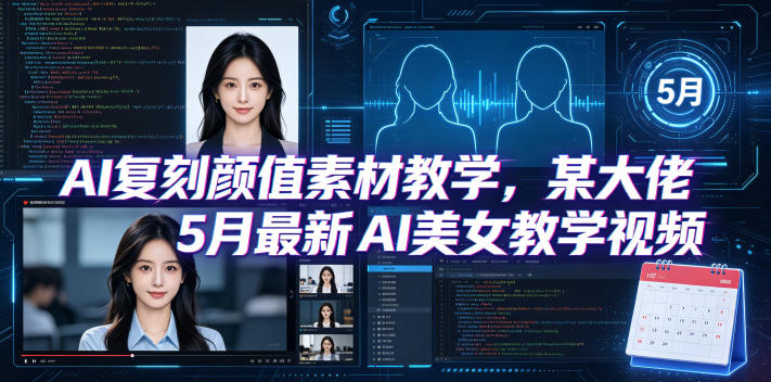AI复刻颜值素材教学，某大佬5月最新AI美女教学视频，内含4月好物复刻教学-酉宸轻创社