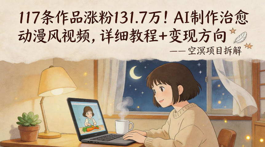 117条作品涨粉131.7W！AI制作治愈动漫风视频，详细教程+变现方向-酉宸轻创社