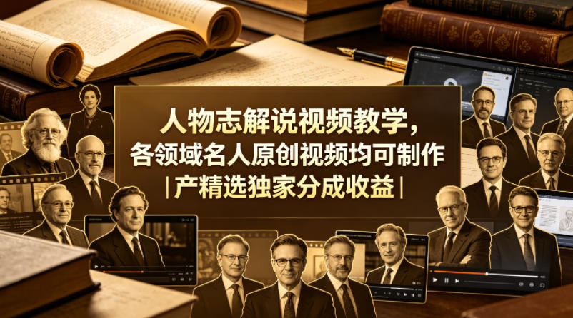 人物志解说视频教学，各领域名人原创视频均可制作丨精选独家分成收益(更新0430)-酉宸轻创社