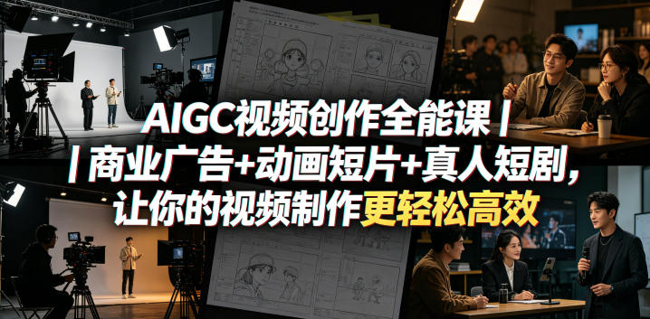 AIGC视频创作全能课｜商业广告+动画短片+真人短剧，让你的视频制作更轻松高效-酉宸轻创社