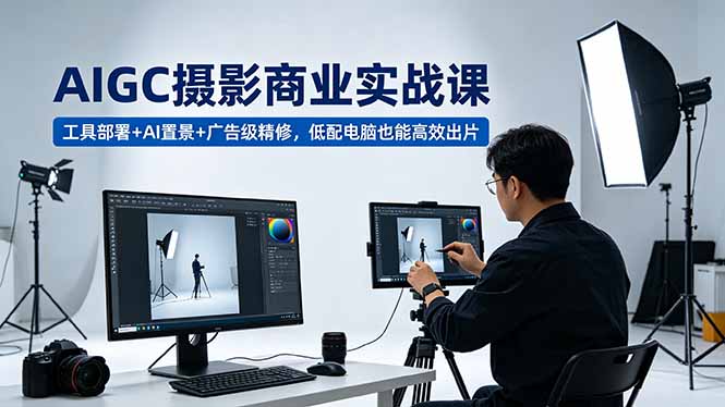 AIGC 摄影商业实战课,工具部署+AI置景+广告级精修,低配电脑也能高效出片-酉宸轻创社