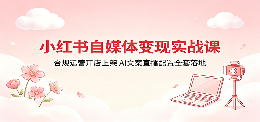 小红书自媒体变现实战课:合规运营开店上架,AI文案直播配置全套落地-酉宸轻创社